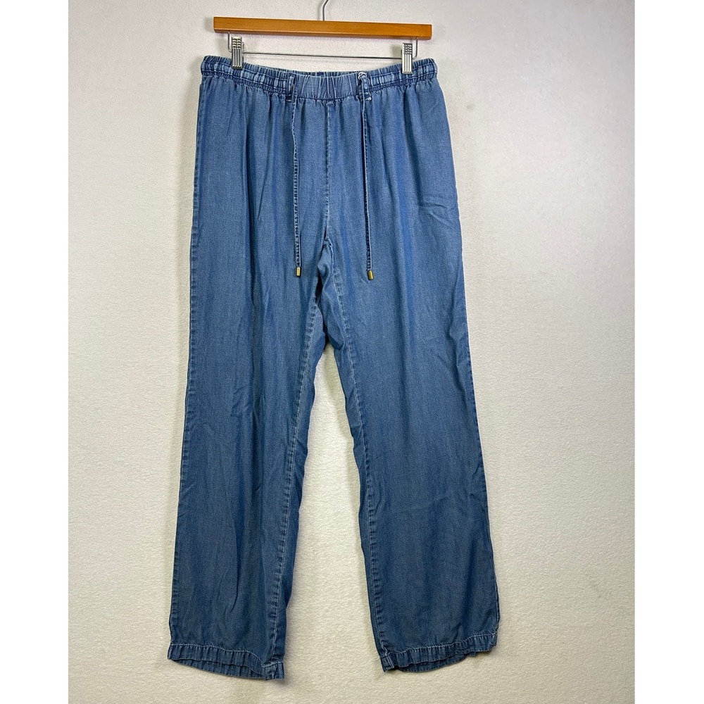 Costal Grandma Wide Leg Pants Womens Small Blue Elastic Waist Drawstring